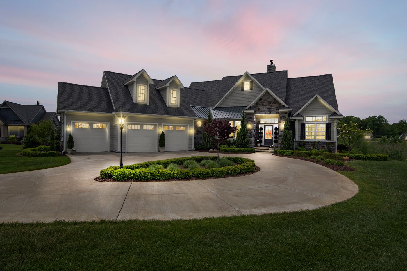 Custom home with warm evening light in Northwest Ohio
